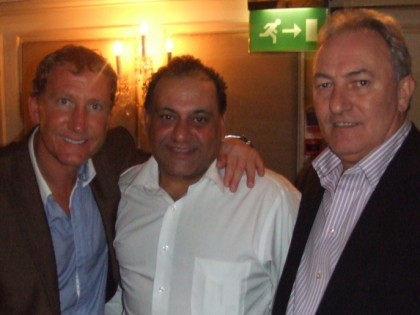 Tubbs Rooprah (centre) with Ray Parlour (left) and Jeff Binks (right)